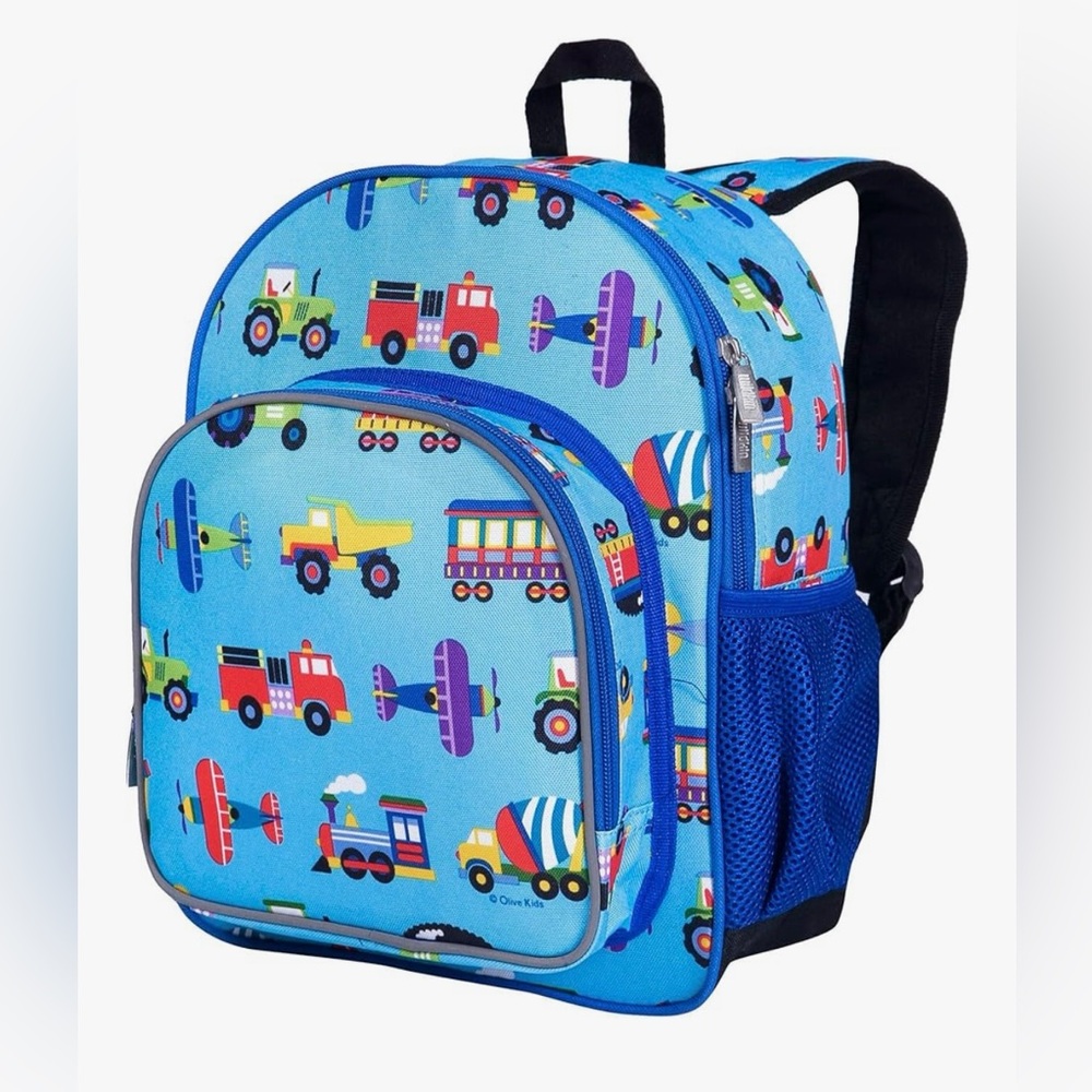 Colorful Kids Backpack with Vehicle Print